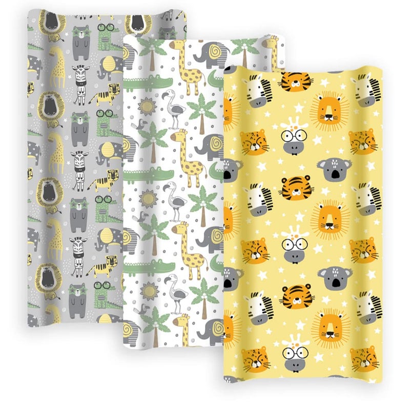 GrowWILD GROW WILD Changing Pad Cover 3 Pack | Soft & Stretchy Jersey Cotton | Baby Changing Table Pad Cover | Diaper Changing Pad Covers for Girls and Boys (Animals & Safari) - Image 2